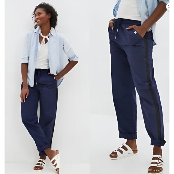 Anthropologie Pants - Anthropologie Maeve Tenley Twill Track Tuxedo Stripe Tapered Pants Women Sz XS